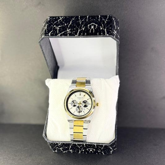 TISSOT PRX SILVER & GOLDEN TWO-TONE  CHRONOGRAP WATCH