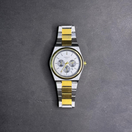 TISSOT PRX SILVER & GOLDEN TWO-TONE  CHRONOGRAP WATCH